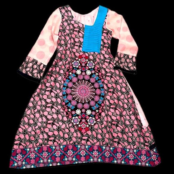 Indie Salwar Polka Dot and Embroidered Dress - Picture 1 of 16